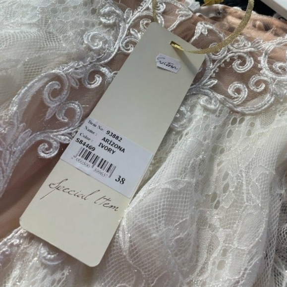 Tarik Ediz ivory lace dress wedding pageant prom gown 4 6 38 - Picture 4 of 5